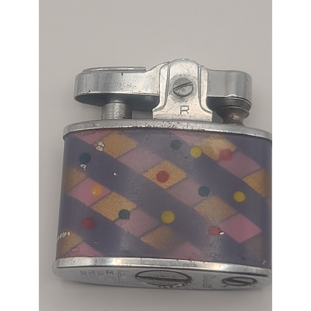 Vintage Realite Lighter Harlequin Diamond Polka Dot Pattern Japan Pocket Size
